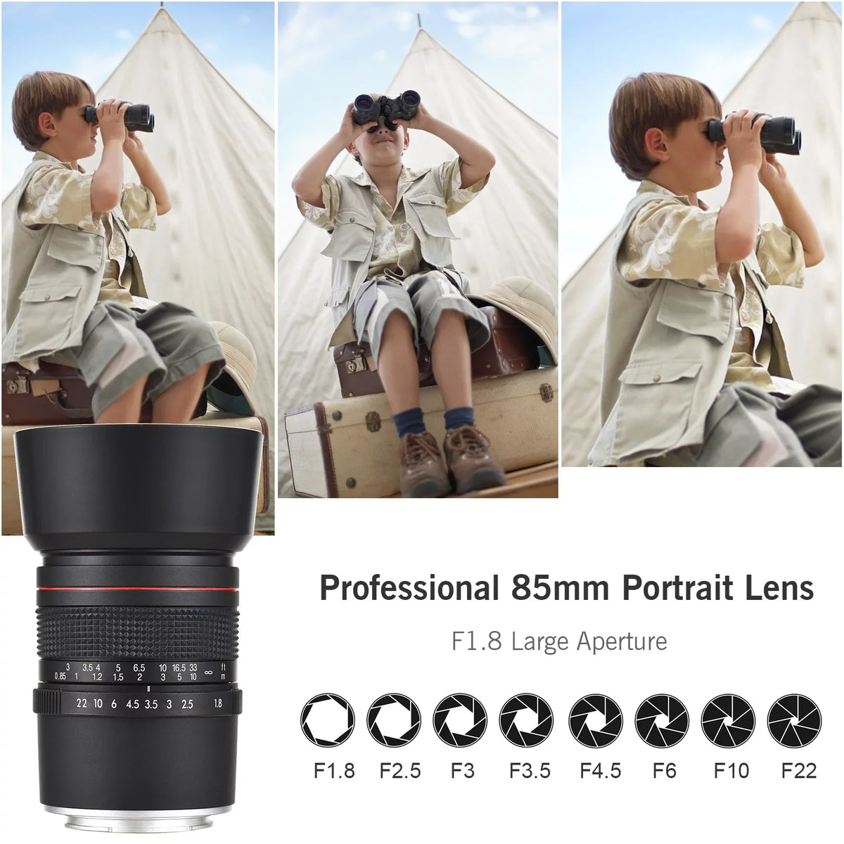 Andoer 85mm F1.8 Medium Telephoto Manual Focus Lens with Large Aperture, Suitable for Sony A7 Series, A9, A6400, A6500, A6300, A6000, A5100 Cameras