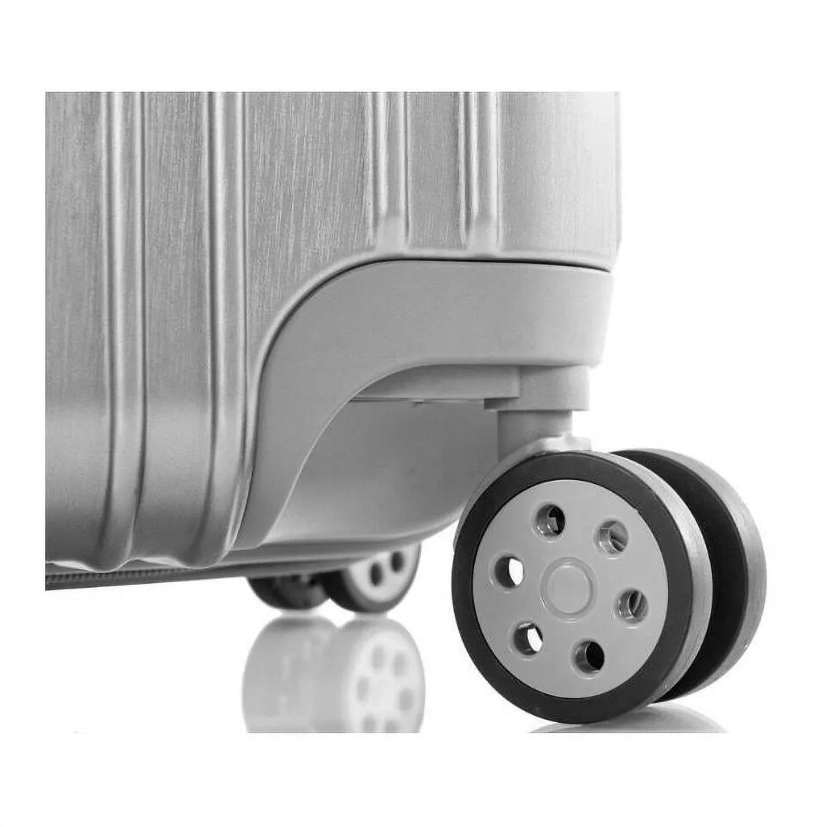 Heys Xtrak Unit Lightweight, TSA Combination Lock, Expandable, Telescopic Handle System Carry-On Luggage with Spinner Wheels Silver
