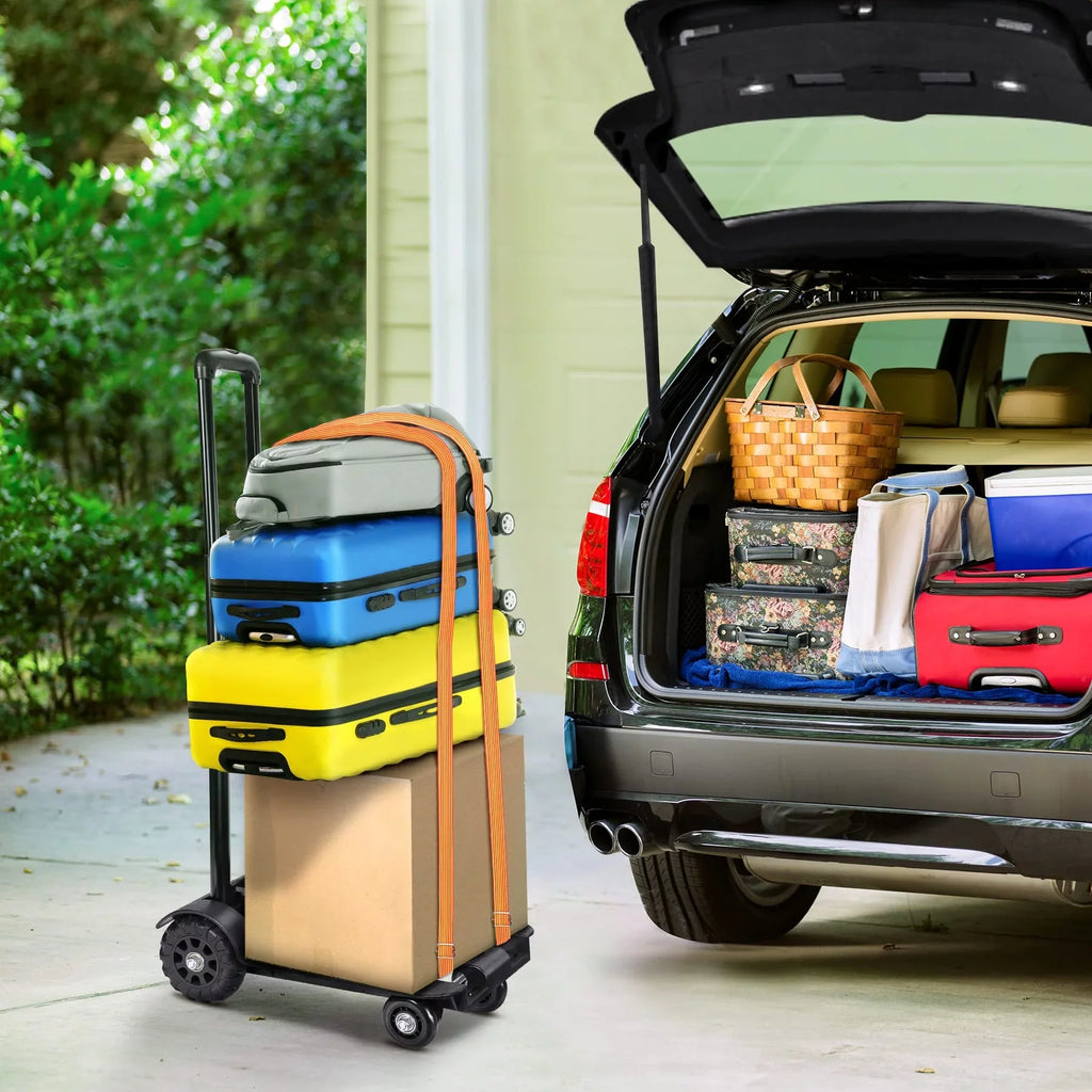 siisll Big Capacity Heavy Duty Folding Hand Truck Luggage Cart for Moving Lightweight Utility Cart for Luggage Folding Cart with Wheels Collapsible Platform Cart for Home, Office and Travel Use. Charcoal
