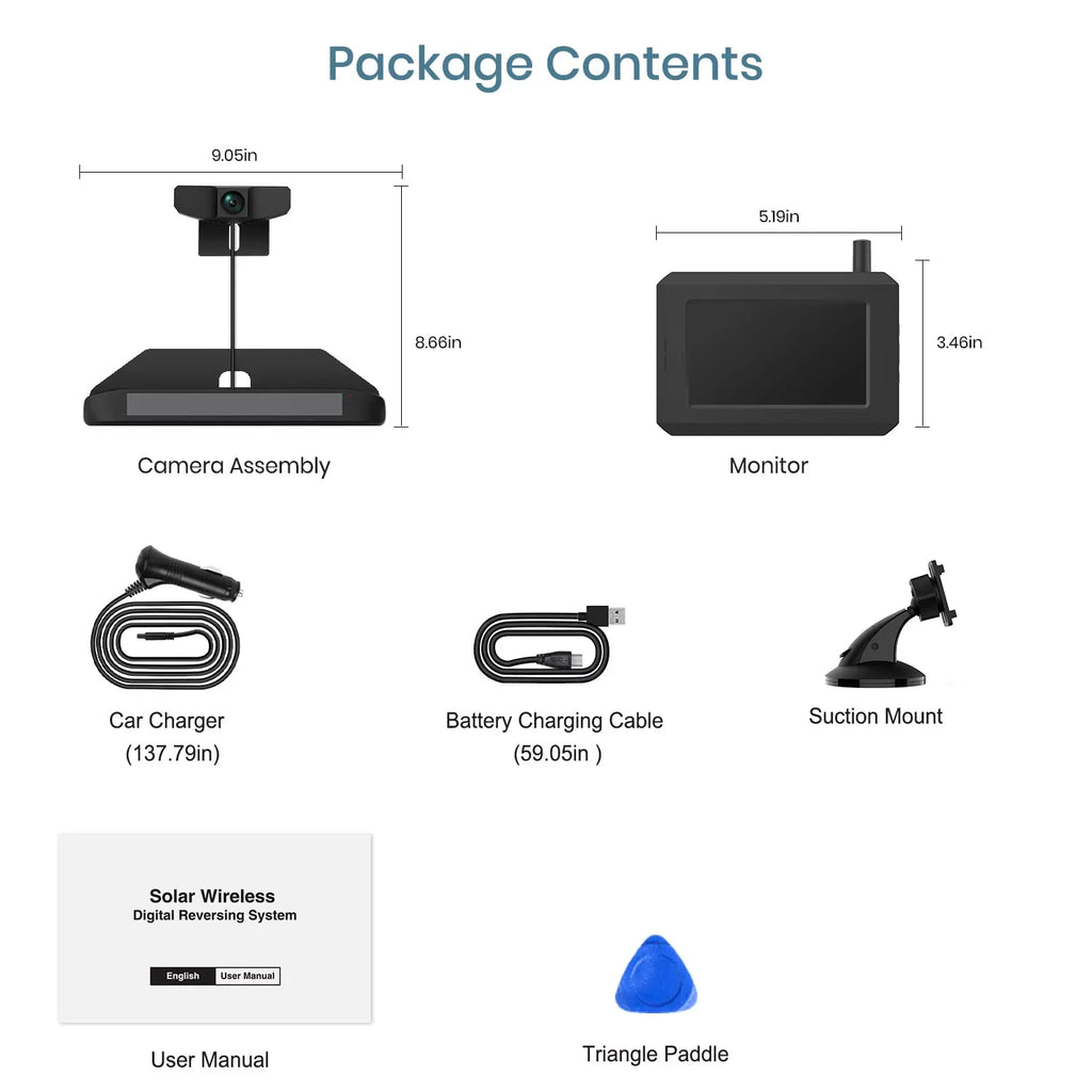 BOSCAM Solar Wireless Backup Camera, Digital Wireless Rear View Camera Car Back Up Camera Systems, Vehicles License Plate Reverse Camera for Trailer