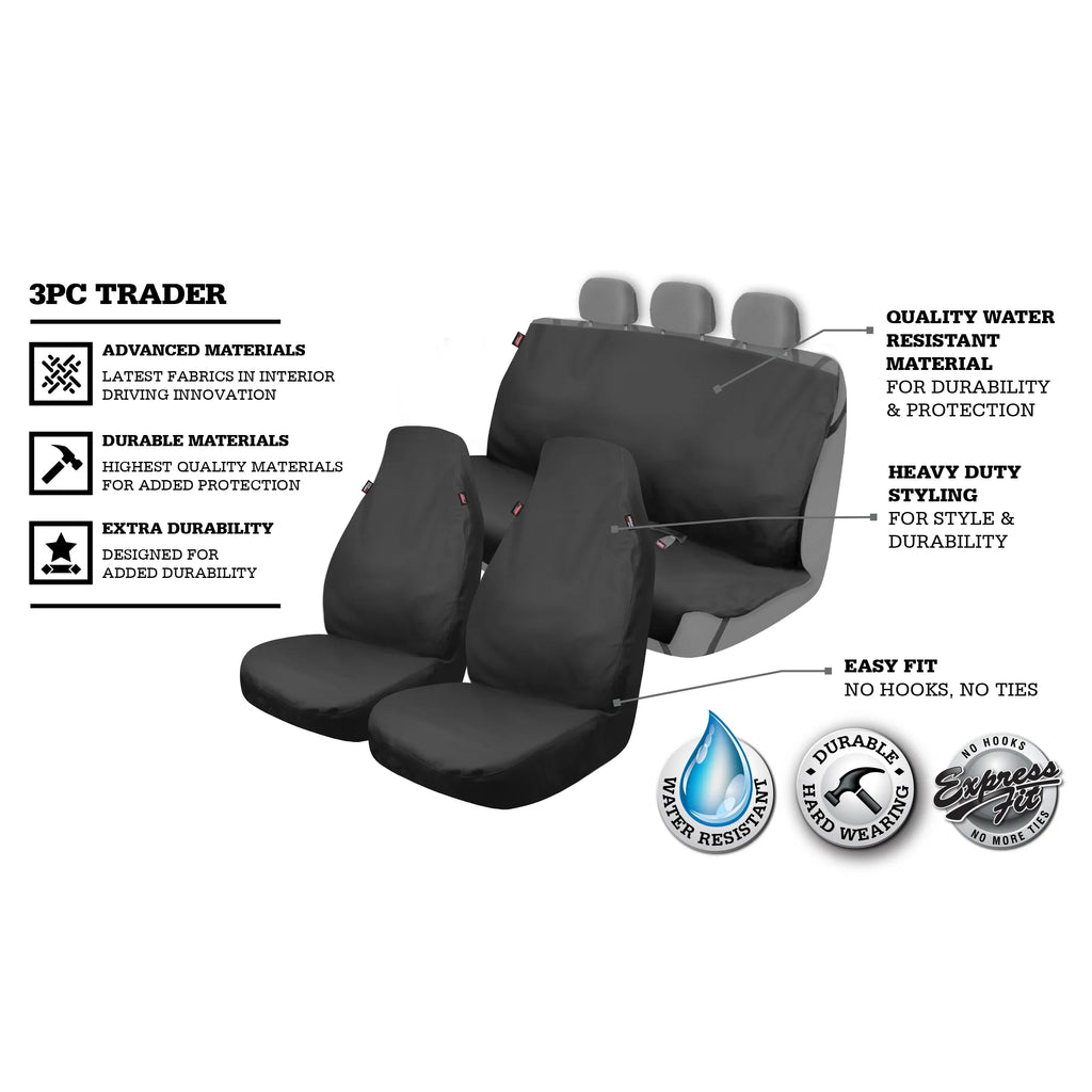 Genuine Dickies Full Vehicle Heavy Duty Polyester Car Seat Covers Onyx