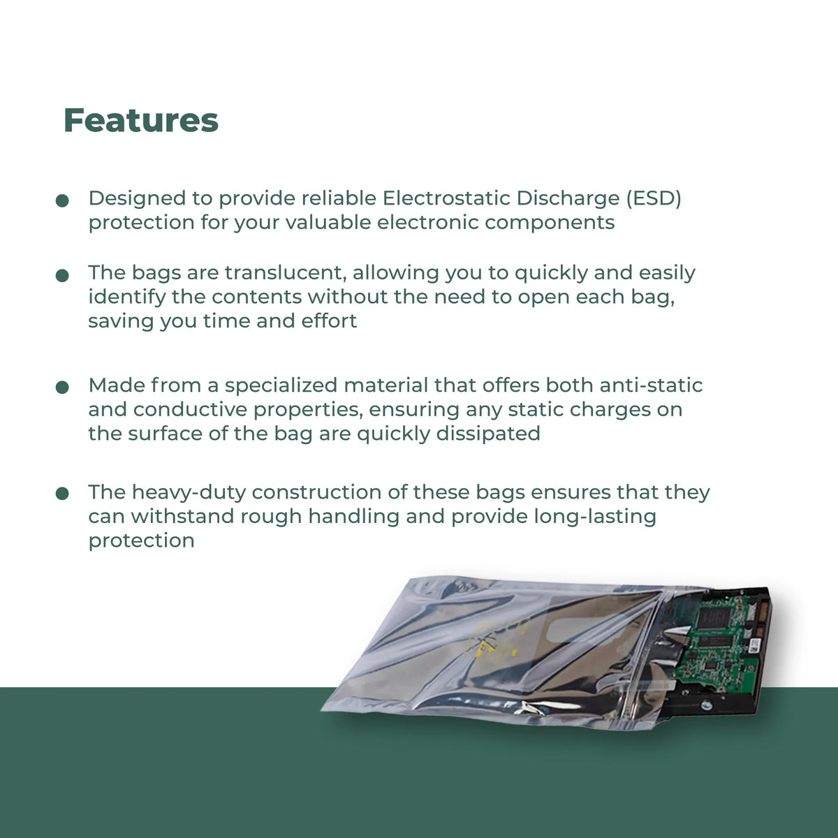 3 Mil Metallic Conductive Transparent Bags 4" x 6" High-Quality 100/CS Dependable ESD Protection