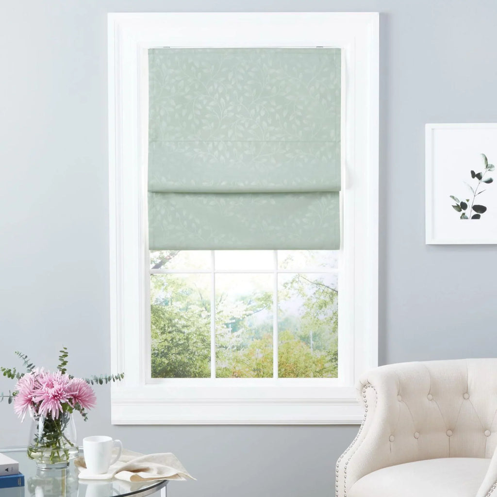 Exclusive Home Bolan Botanical Total Charcoal Roman Shade, 23"x 64", Sage