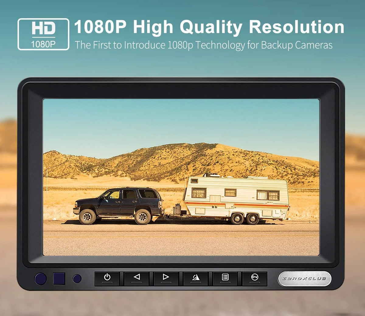ZEROXCLUB 1080P FHD Digital Wireless Backup Camera System Kit for RV/Truck/Trailer/Van/Bus,Night Centimeter HD LCD Monitor,IP69 Waterproof Rear View Camera No Interference Record-HW02