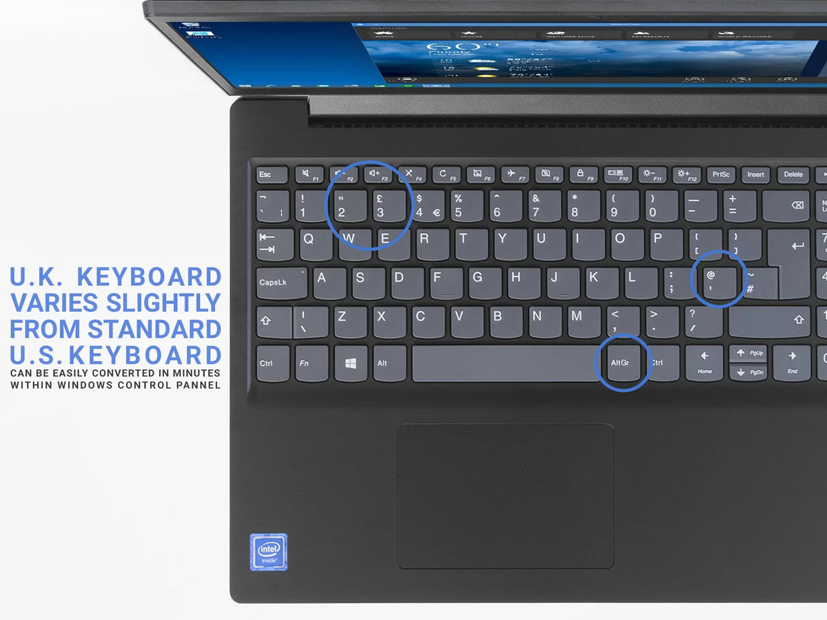 Lenovo IdeaPad 330 Notebook, 15.6" HD Display, Intel Celeron N4000 Upto 2.6GHz, 8GB RAM, 128GB SSD, UK Keyboard, DVDRW, HDMI, Card Reader, Wi-Fi, Bluetooth, Windows 10 Pro