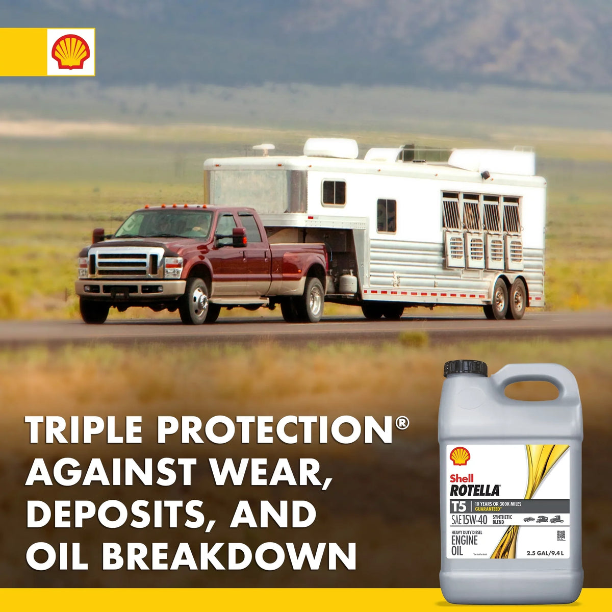 Shell Rotella T5 Synthetic Blend 15W-40 Diesel Engine Oil, 2.5 Gallon