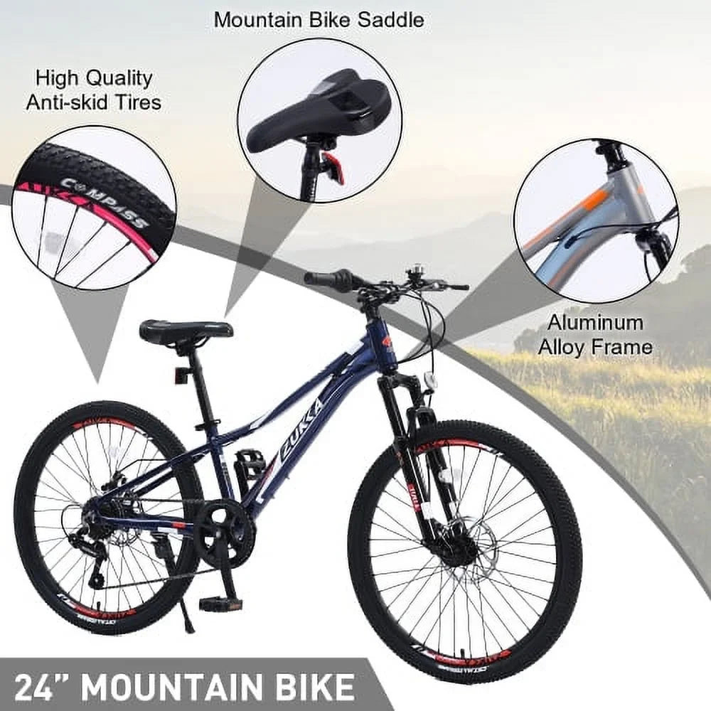 Mountain Bike for Girls and Boys Mountain 24 Unit shimano 7-Speed bike