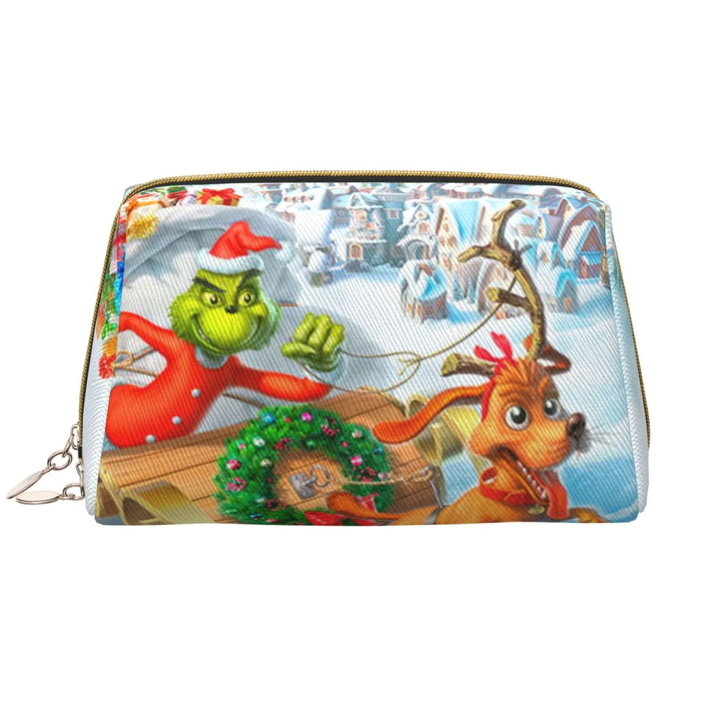 The Inch Christmas Adventures Cosmetic Bag Makeup Organizer Leather Portable Pouch Gift Travel Toiletry Bag Storage Purse