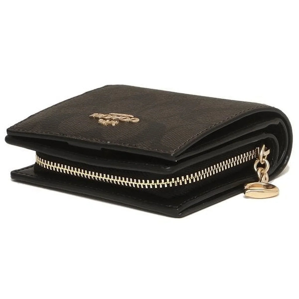 Coach Women's Snap Wallet In Signature Canvas (Brown / Onyx