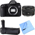 Canon EOS 5DS R 50.6MP Digital SLR Camera Telephoto Lens Bundle includes camera, 50mm telephoto lens, battery grip and micro fiber cloth