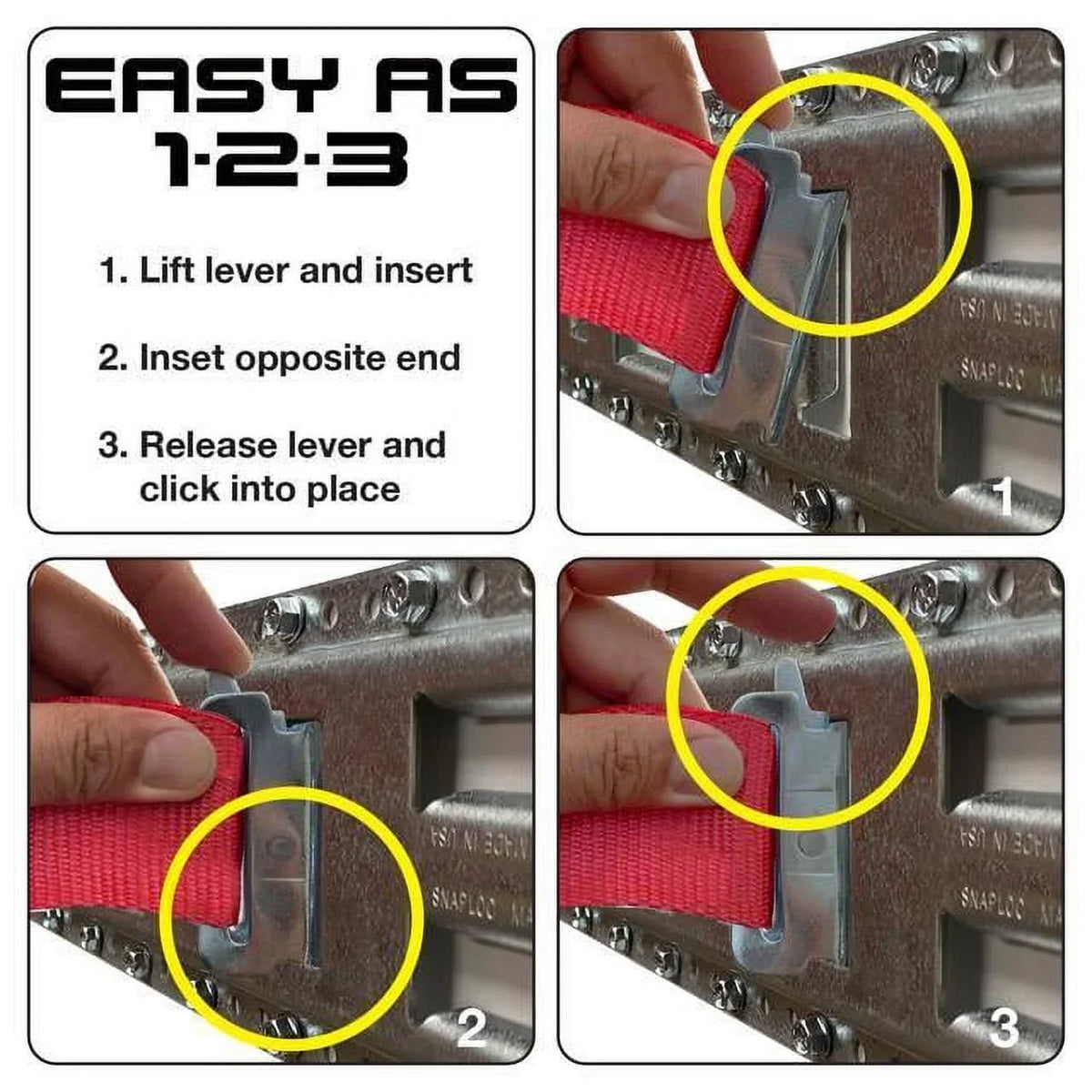 SNAP-LOC Fast-Track E-Track 32 Centimeter 4-Pack USA Galvanized Steel Horizontal Vertical, Logistic Tie-Down for Pickups, Trucks, Trailers