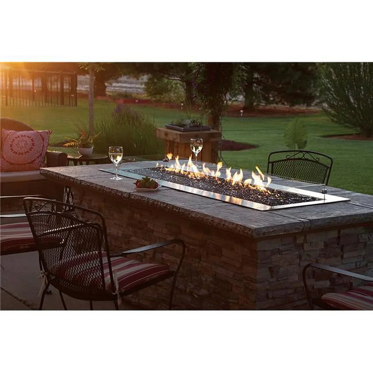 60 in. 65000 BTU Outdoor Linear Fire Pit Kit with Manual Electronic Ignition, Natural Gas