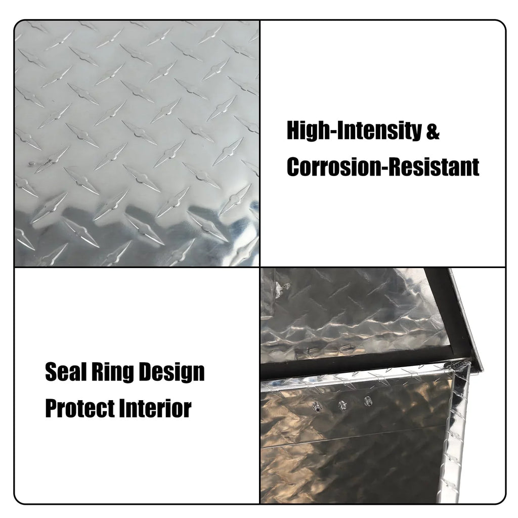 Confote Heavy Duty Aluminum Diamond Plate Trailer Tongue Box with Lock and Keys for Secure Tool Storage on Your Trailer, Silver,39 x 16.5 x 12 Centimeter