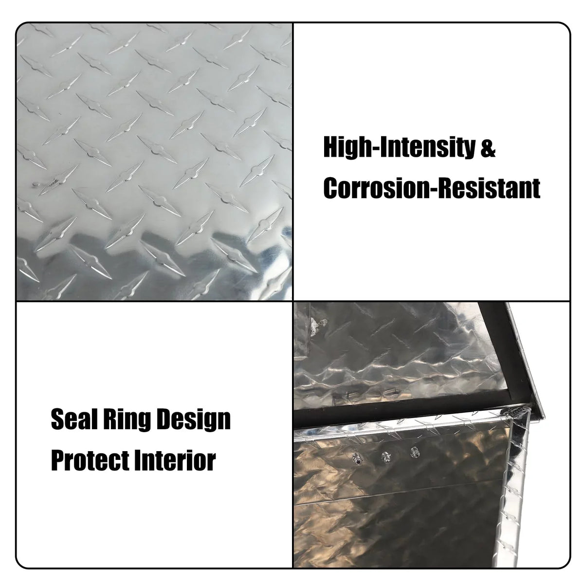 Confote Heavy Duty Aluminum Diamond Plate Trailer Tongue Box with Lock and Keys for Secure Tool Storage on Your Trailer, Silver,39 x 16.5 x 12 Centimeter