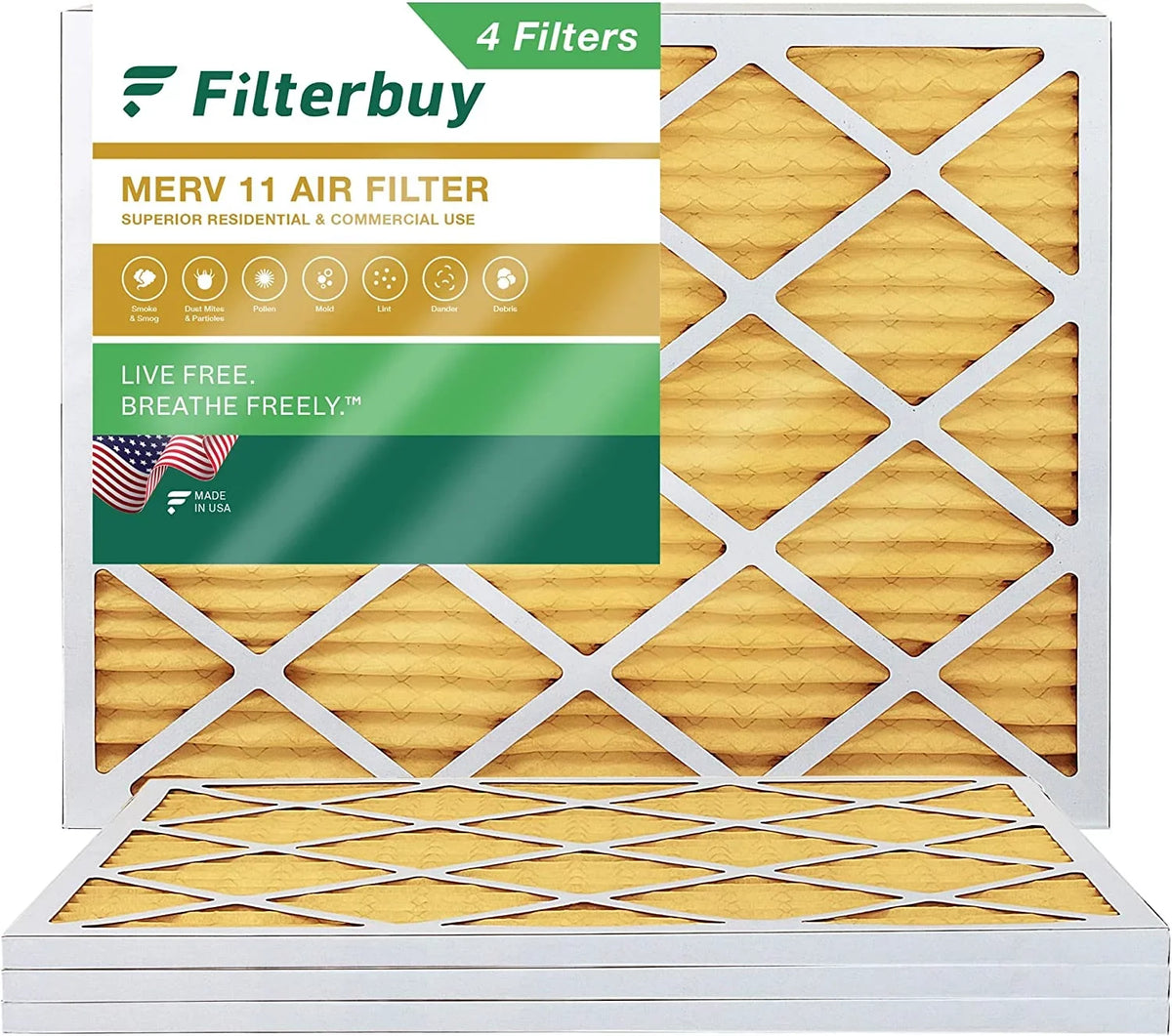 Filterbuy 17x20x1 MERV 11 Pleated HVAC AC Furnace Air Filters (4-Pack)