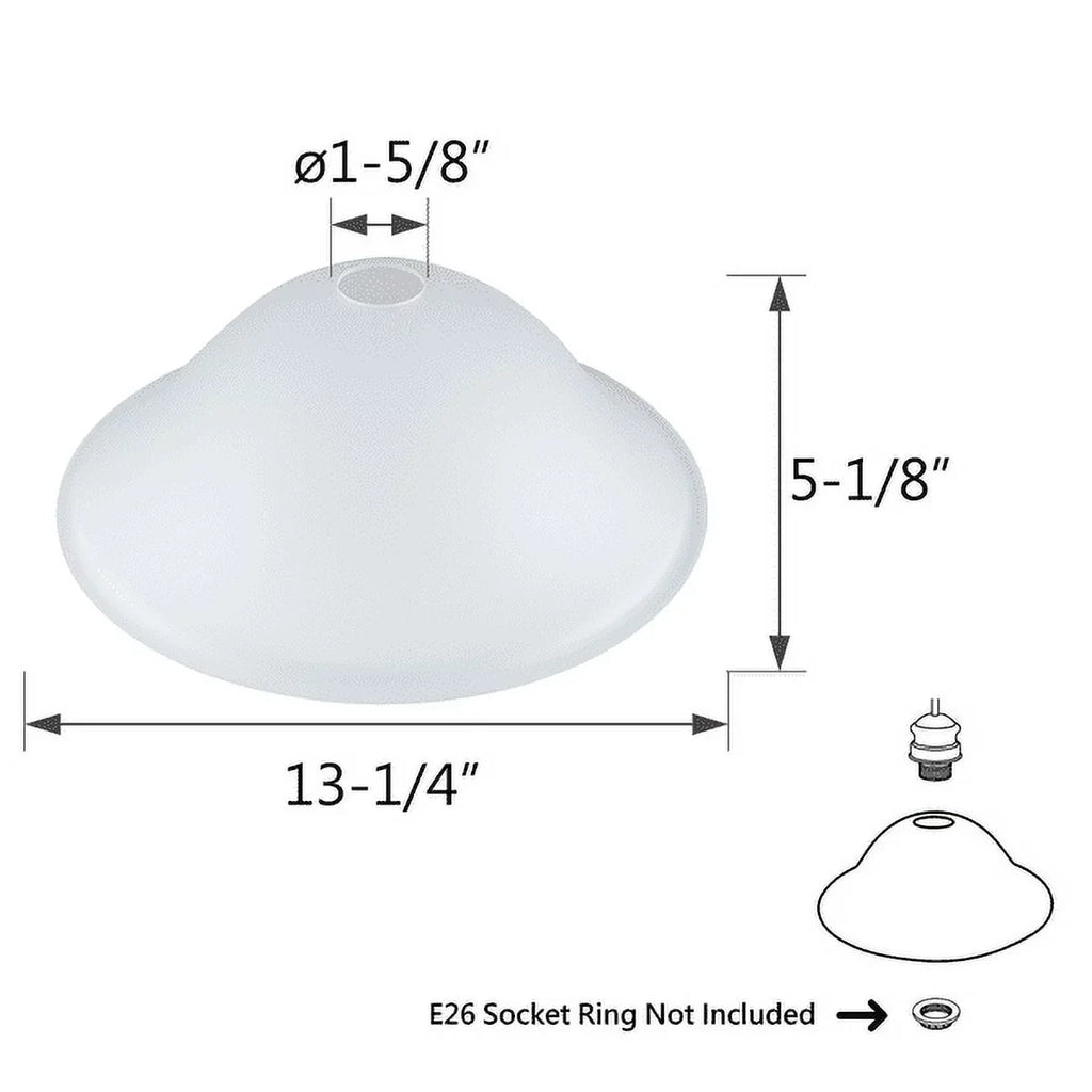 Aspen Creative 23144-11, Frosted Traditional Glass Shade for Medium Base Socket Torchiere Lamp, Swag Lamp and Pendant,13-1/4" Width x 5-1/8" Height.