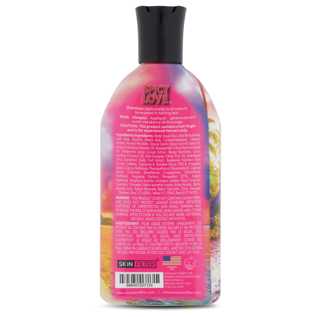 Skin Filter Spicy Love Tanning Lotion – 10,000X Crazy Dark Self-Tanning Lotion – Self-Tanner with Anti-Orange Technology and Tattoo Protection – Charcoal Body Bronzer Made in the USA – Hydrating Formula