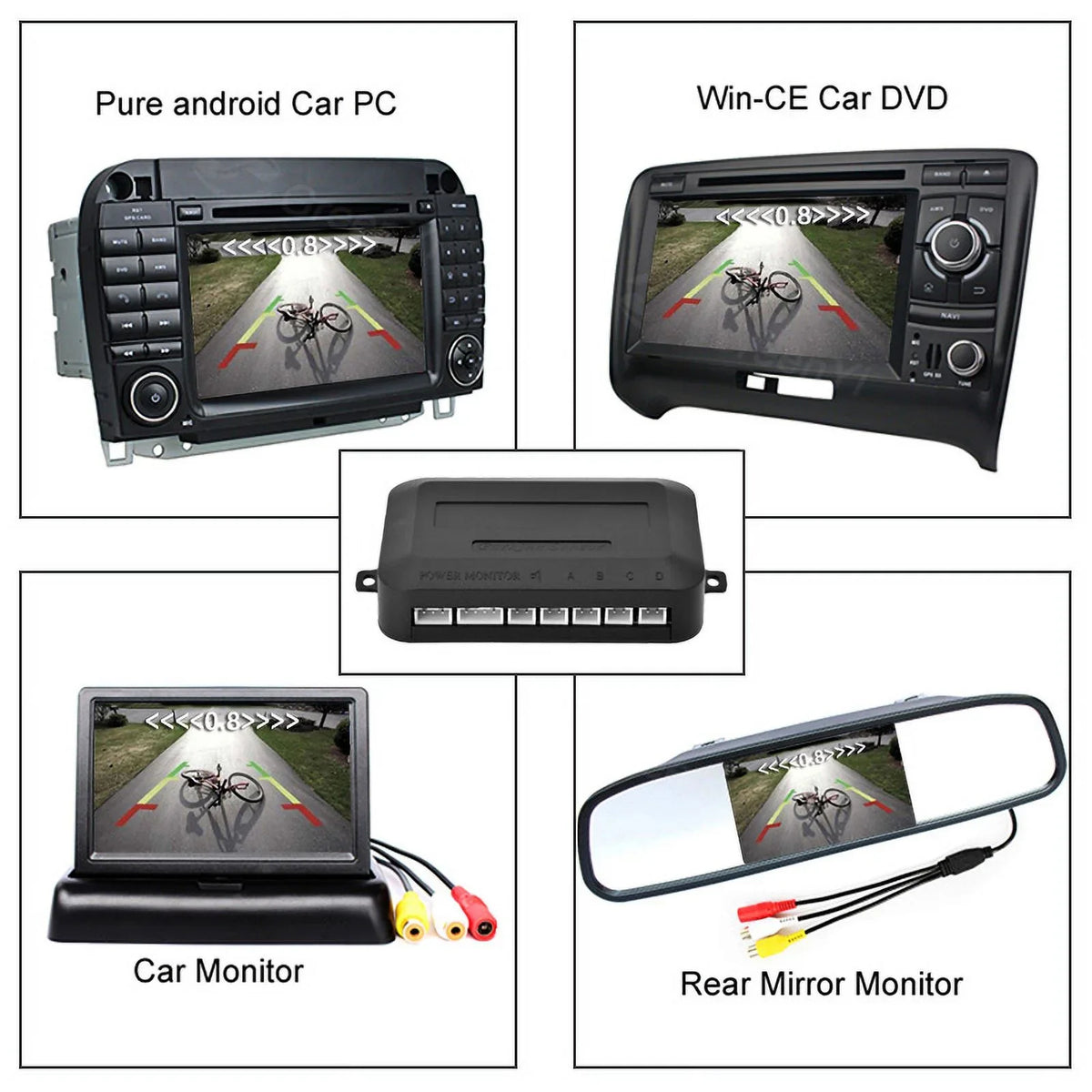 Car Reverse Backup Parking Sensor Radar System, Buzzer beeps, with 4.3in HD Backup Camera Car Monitor Rear Camera View Parking System Night Vision