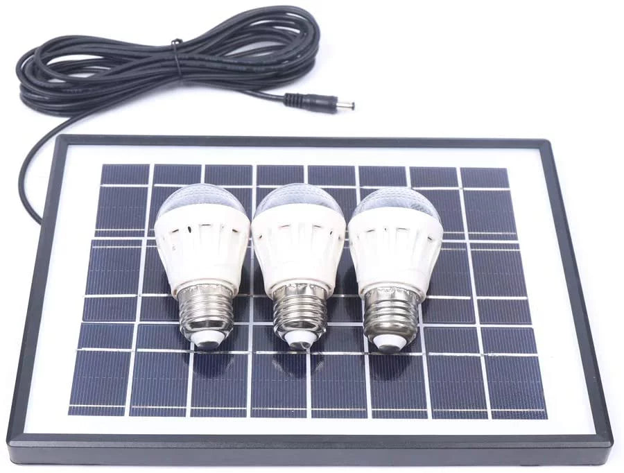 MONIPA Portable Solar Powered Panel+Fan+3x1W 12V Bulbs 8 Unit Solar Powered Fan, with Adapter for Ventilation Caravan Camping Home Office Outdoor Traveling Fishing