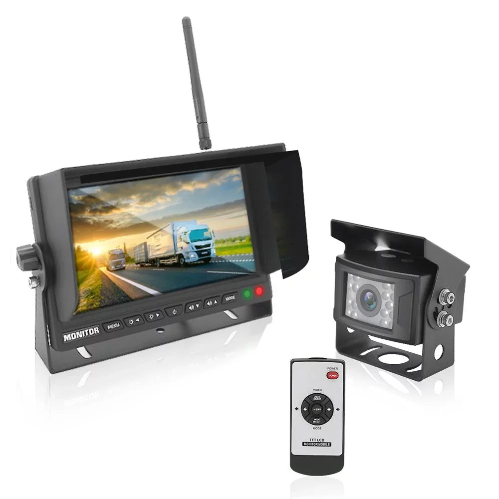 PYLE PLCMTR78WIR - 2.4Ghz Vehicle Camera & Video Monitor System with Wireless Video Transmission, Waterproof Rated Cam, Night Vision, 7?? Unit Display (for Bus, Truck, Trailer, Van)