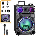 BeFree Sound 12 in. Rechargeable Bluetooth Portable Party Speaker with Party Lights, FM Radio & USB & TF Inputs