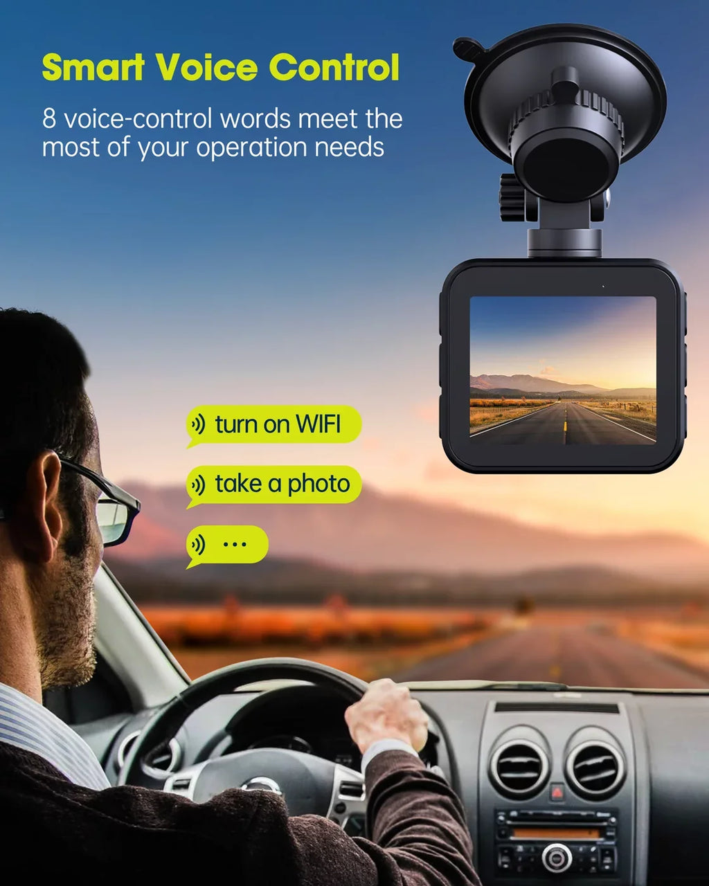 UHD 4K Dash Cam with Built-in WiFi GPS Super Night Vision, TOGUARD Voice Control Car Camera Front Camera for Car