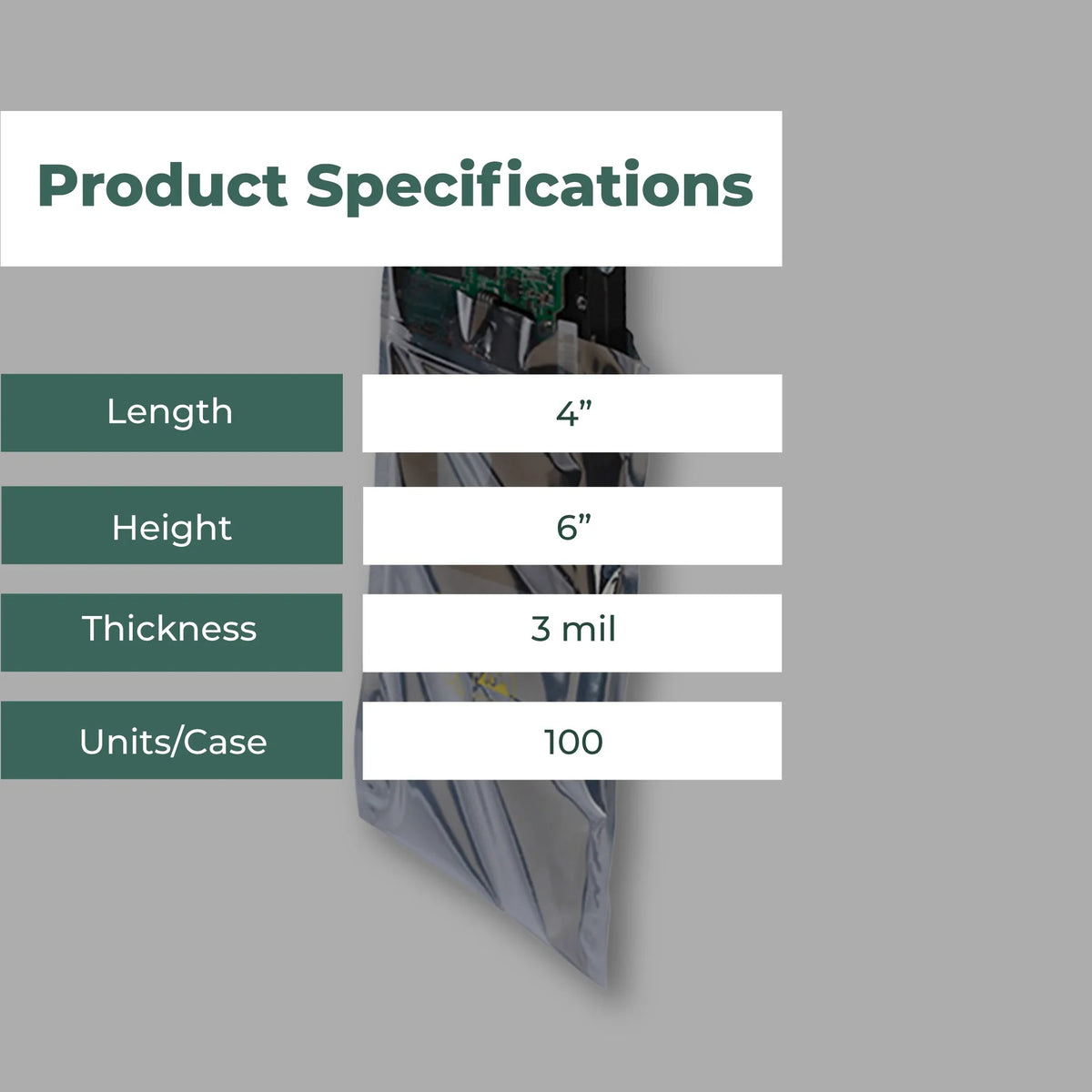 3 Mil Metallic Conductive Transparent Bags 4" x 6" High-Quality 100/CS Dependable ESD Protection