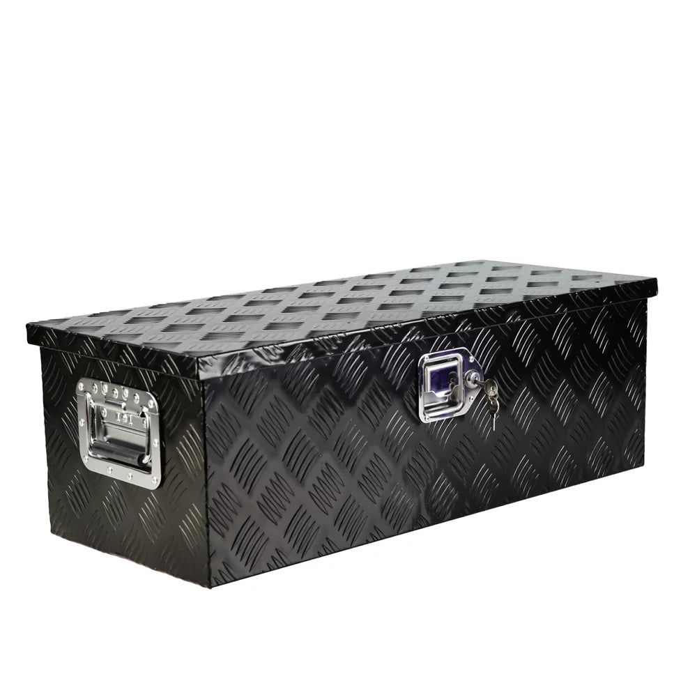 30" Heavy Duty Midnight Aluminum 5 Bar Tread Tool Box Truck Pickup Trailer Toolbox Underbody Storage+Lock+Keys