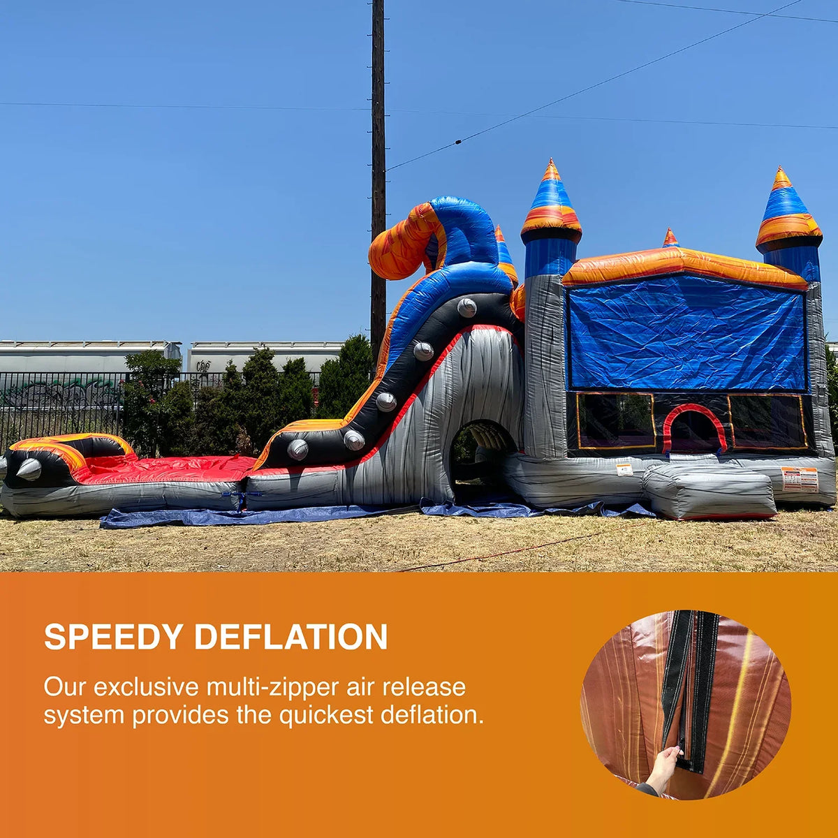 JumpOrange Titan Rocker Outdoor Commercial Grade Inflatable Bounce House Water Slide with Splash Pool for Kids and Adults with Blower