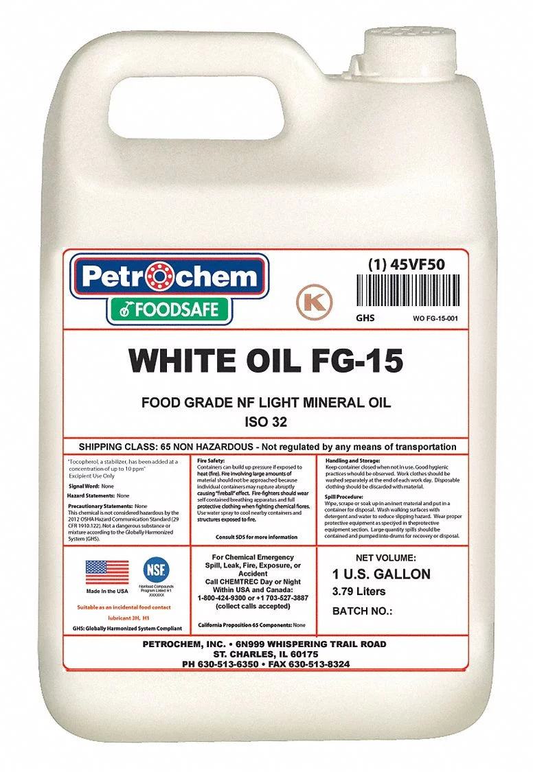 Petrochem Mineral Hydraulic Oil,Food Grade,1 gal. WO FG-15-001