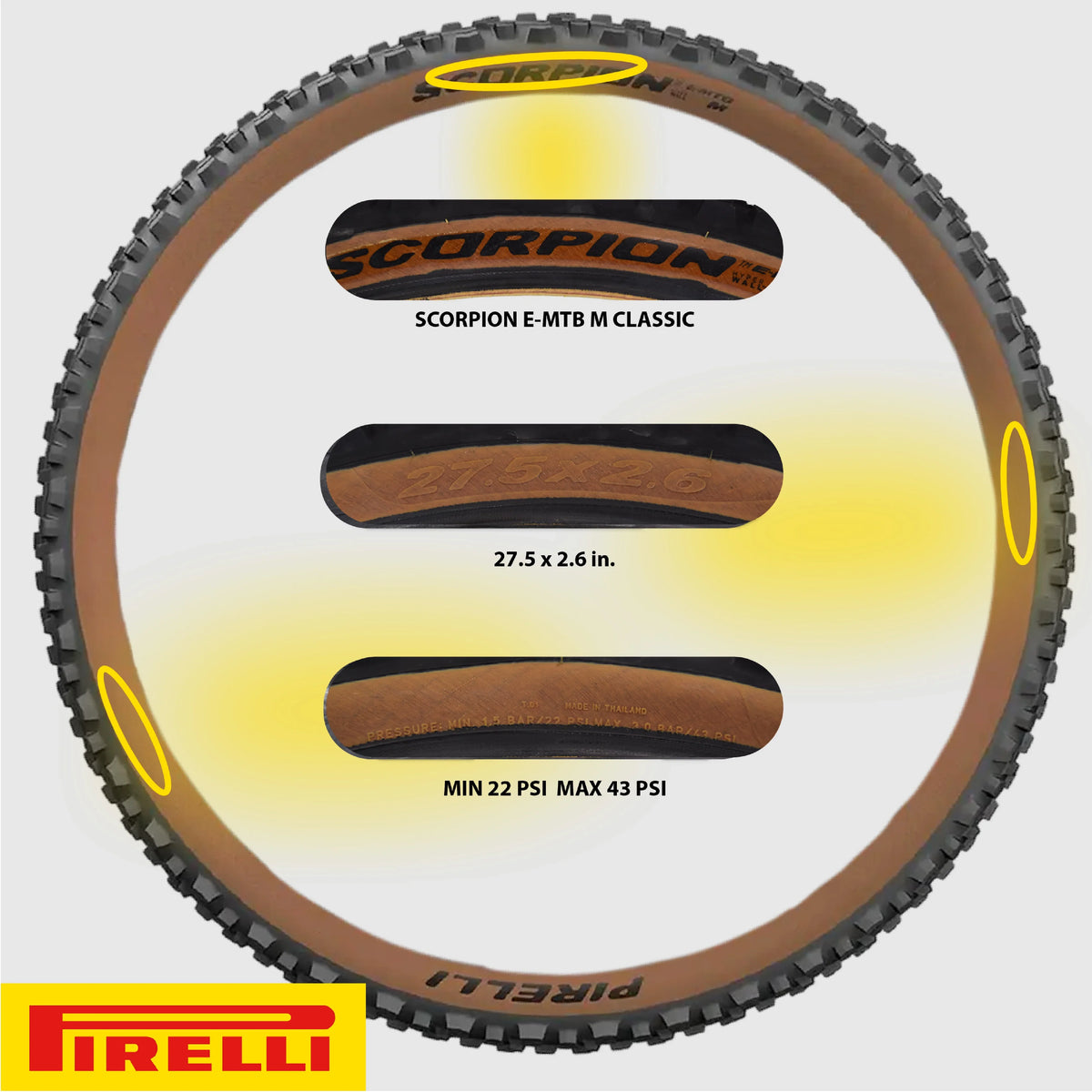 Pirelli Scorpion E-MTB M 27.5 x 2.6 Mountain Bicycle Tire, Versatile E-Mountain Bike Tire for Trail and Enduro Use, Mixed Terrain, E-Bike MTB, Tubeless Ready Unit TLR + SmarTUBE 23/32-622