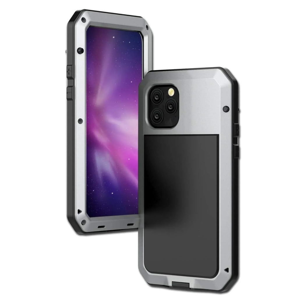 Gorilla Glass Aluminum Metal iPhone 14 Pro Max Case (Silver) Heavy Duty Military Grade Shockproof and Scratch Resistant Protection, Rugged Outdoor Travel