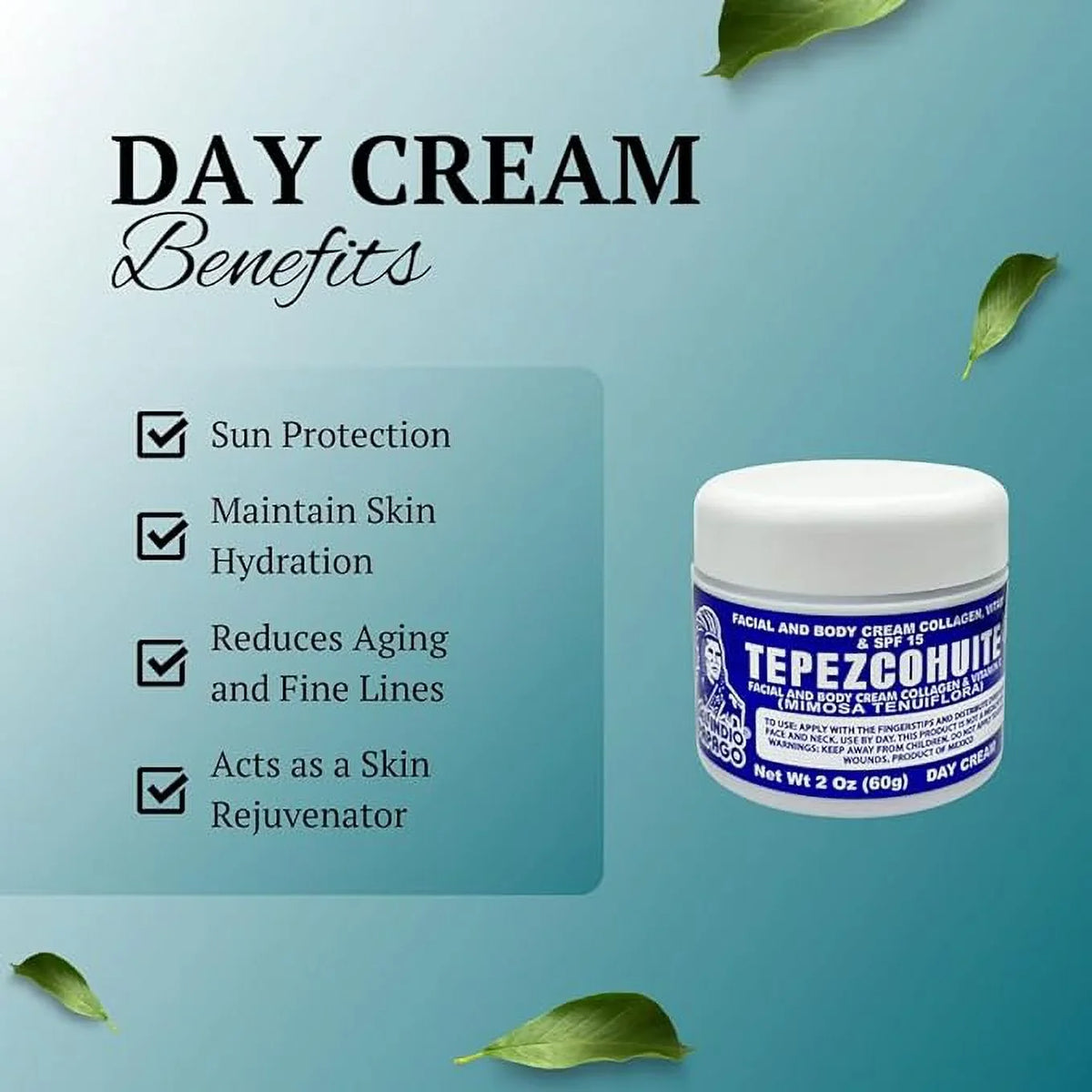 Del Indio Papago Tepezcohuite Day Cream (2oz) + Night Skin Cream (2 oz) BEAUTY COMBO!! Tepezcohuite