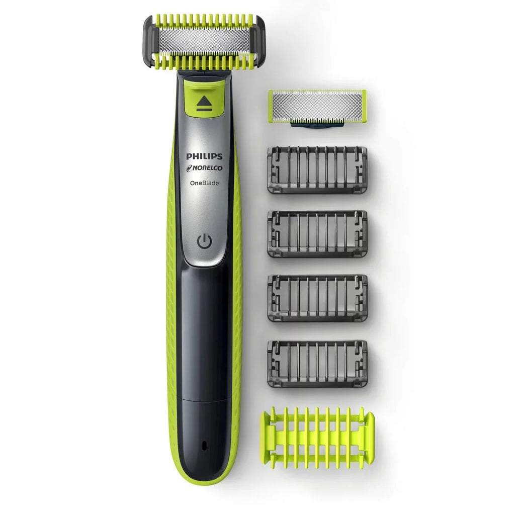Philips Norelco OneBlade Face + Body Hybrid Electric Trimmer and Shaver QP2630/70 - Midnight Green, & Silver