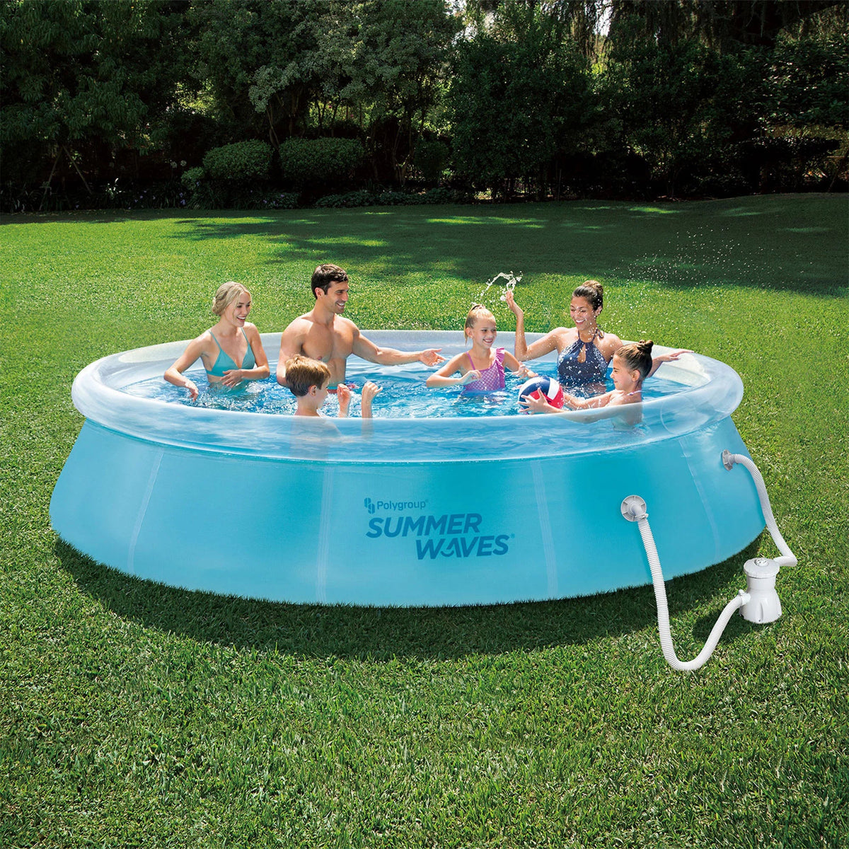 Summer Waves 12 Foot Wide Transparent Quick Set Inflatable Top Ring Pool, Clear
