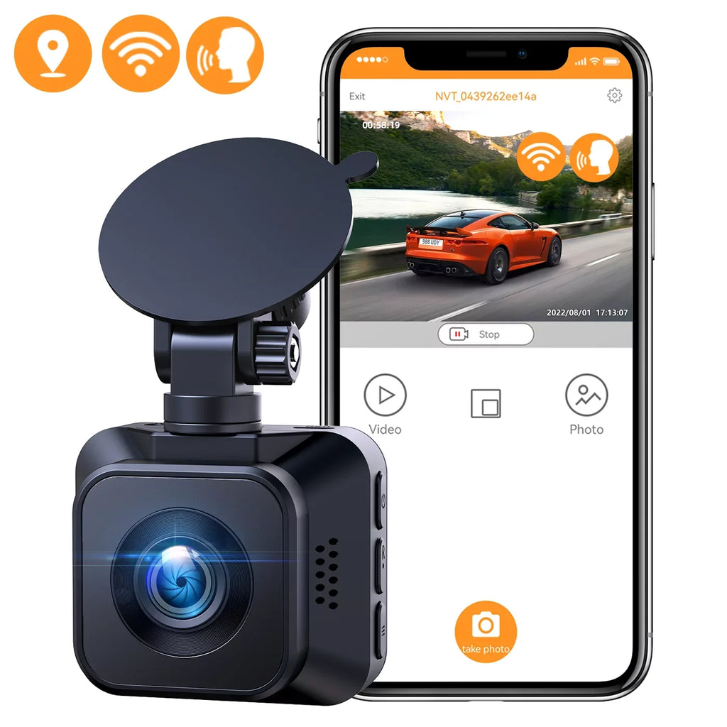 UHD 4K Dash Cam with Built-in WiFi GPS Super Night Vision, TOGUARD Voice Control Car Camera Front Camera for Car