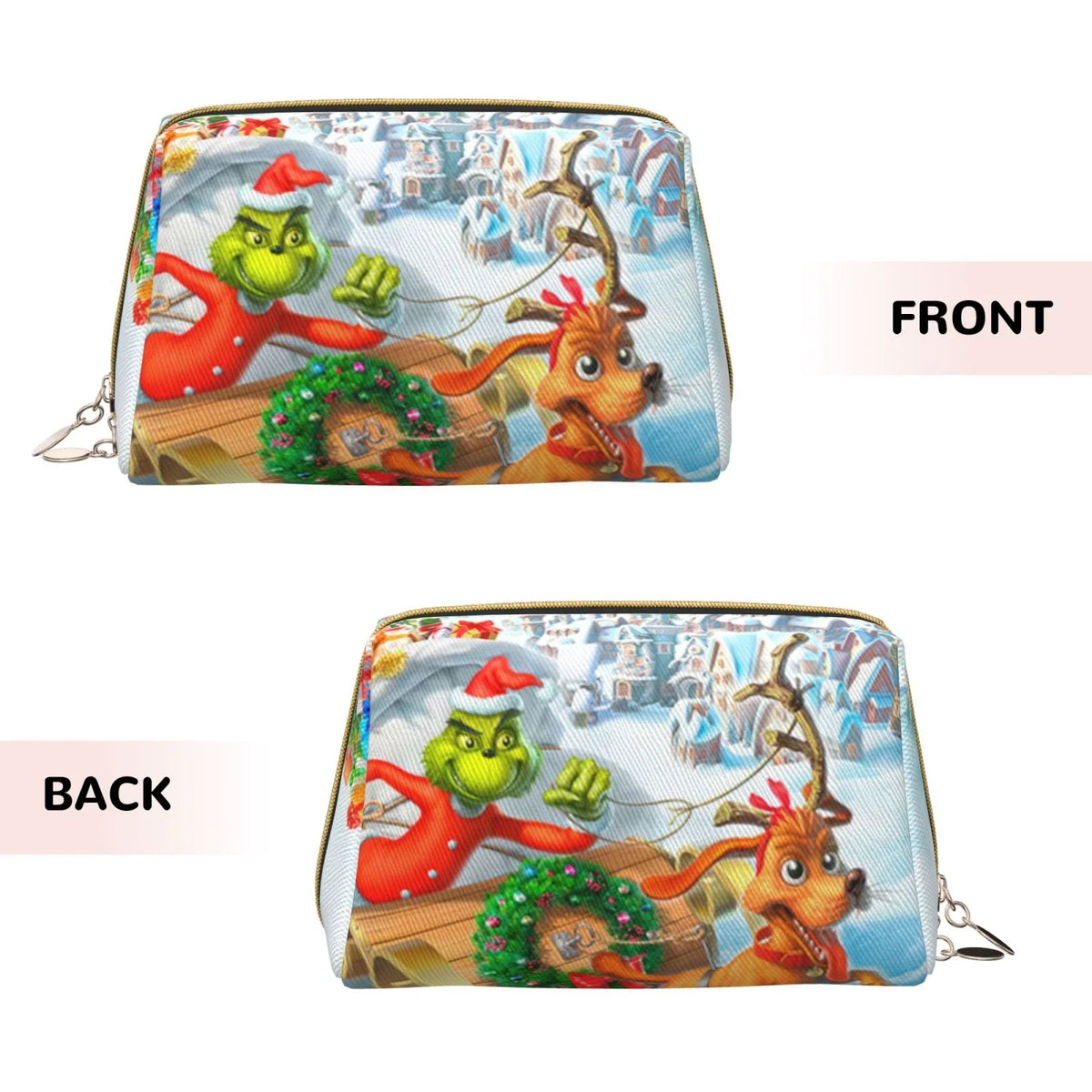 The Inch Christmas Adventures Cosmetic Bag Makeup Organizer Leather Portable Pouch Gift Travel Toiletry Bag Storage Purse