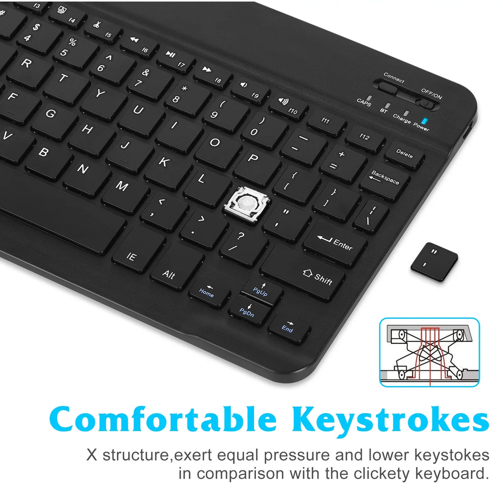 Rechargeable Bluetooth Keyboard and Mouse Combo Ultra Slim Full-Size Keyboard and Ergonomic Mouse for Xiaomi Mi Mix 2S and All Bluetooth Enabled Mac/Tablet/iPad/PC/Laptop - Onyx Midnight