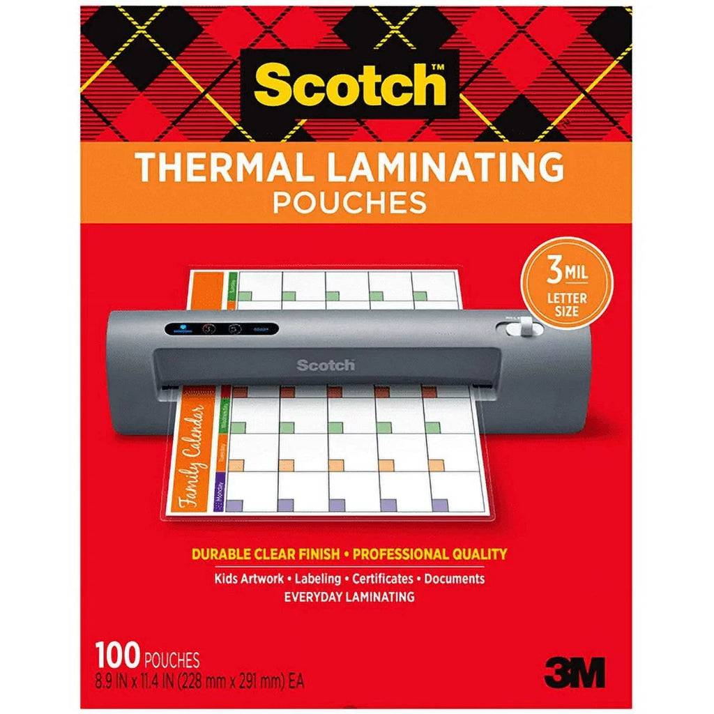 Scotch Thermal Laminating Pouches, 100-Pack, 8.9 x 11.4 Inch Letter Size Sheets (TP3854-100)