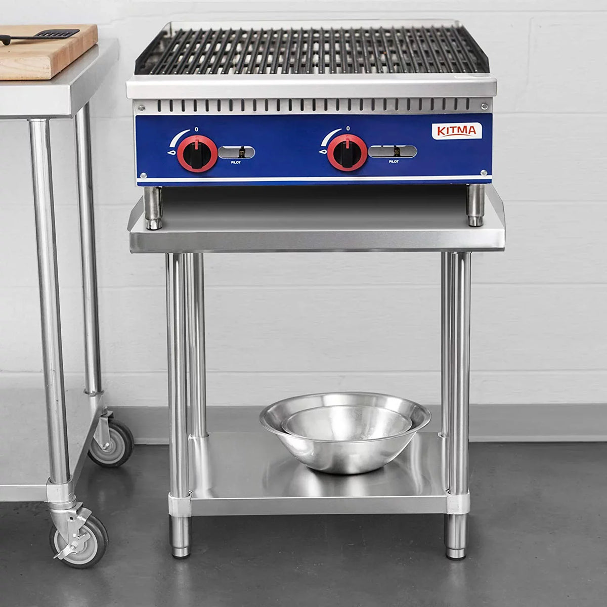 Stainless Steel Work Table - Kitchen & BBQ Table with Undershelf Workstation for Kitchen Home Restaurant Hotel-Heavy Duty Equipment Grill Stand - 24x28 Unit