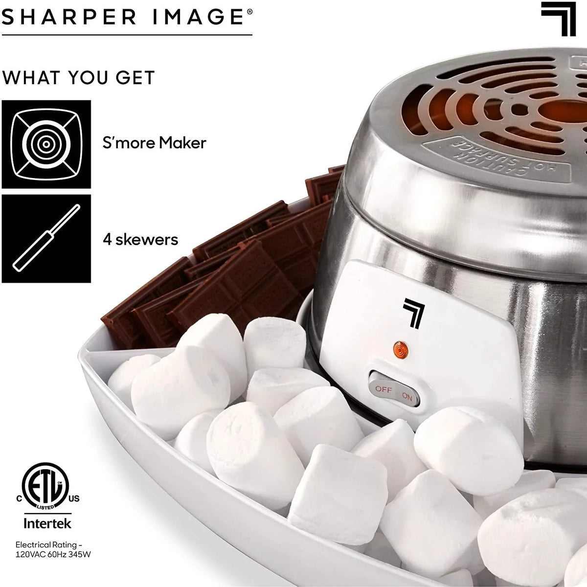 SHARPER IMAGE Electric Tabletop S'mores Maker for Indoors, 6 Piece Set