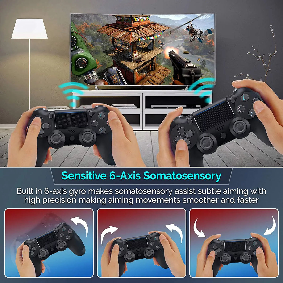PRO Wireless GamePad Compatible with Samsung Galaxy S20 Controller Plus 1,000 Battery/Built-In Speaker/Gyro/Remote BlueTooth Slim Onyx