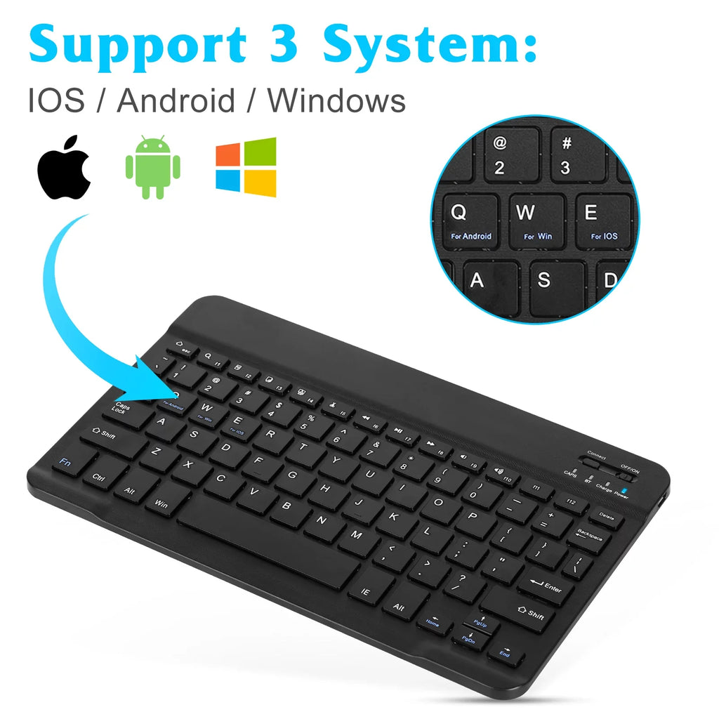 Rechargeable Bluetooth Keyboard and Mouse Combo Ultra Slim Full-Size Keyboard and Ergonomic Mouse for Xiaomi Mi Mix 2S and All Bluetooth Enabled Mac/Tablet/iPad/PC/Laptop - Onyx Midnight