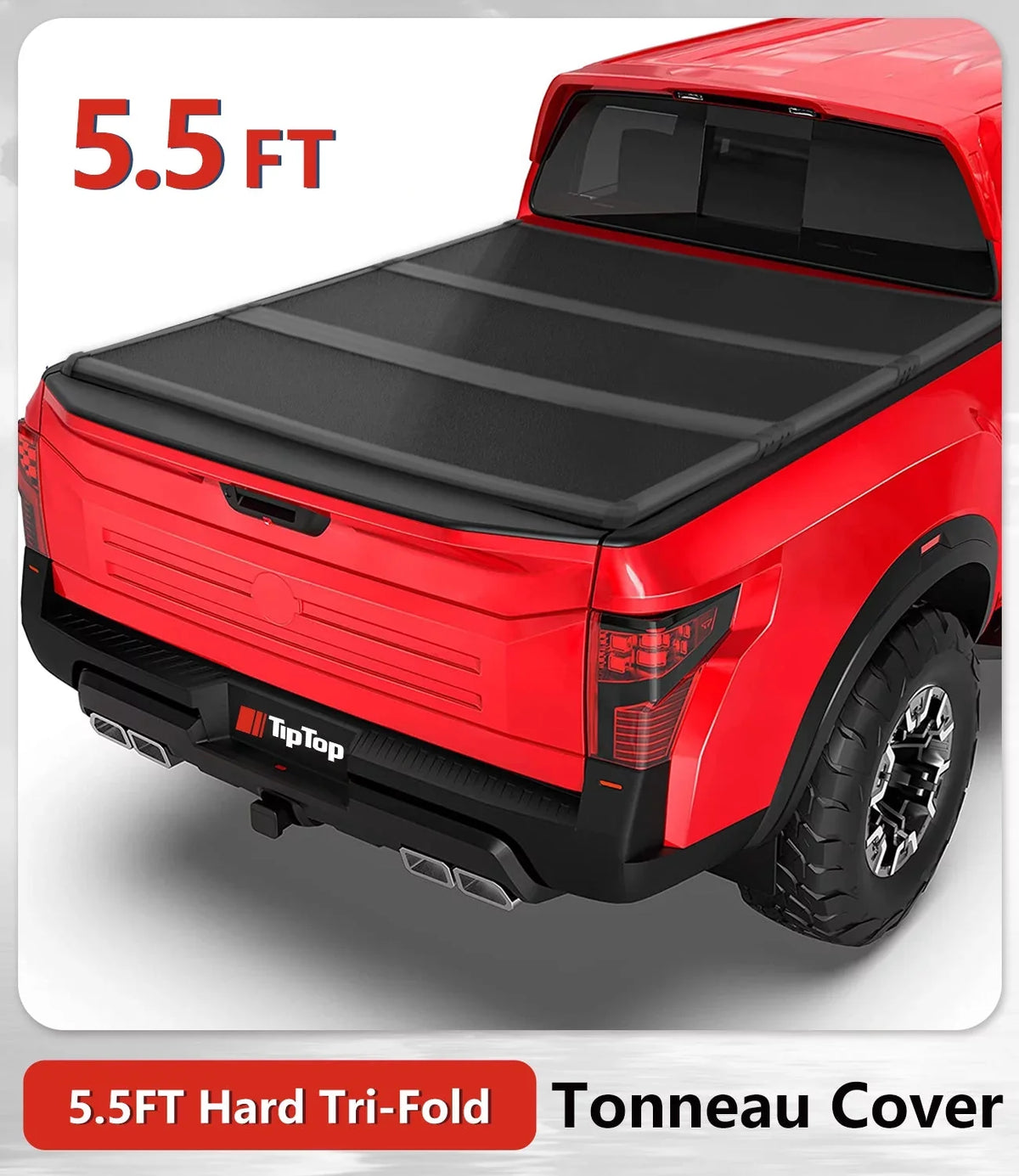 TIPTOP Tri-Fold Hard Tonneau Cover Truck Bed FRP On Top For 2017-2023 Nissan Titan 5.5ft Bed (67") w/o Titan Box | TPM3 |For Models With or Without The Deck Rail System|