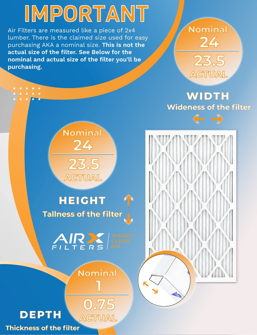 24x24x1 Air Filter MERV 8 Rating, 12 Pack of Furnace Filters Comparable to MPR 700 & FPR 5 - Made in USA by AIRX FILTERS WICKED CLEAN AIR.
