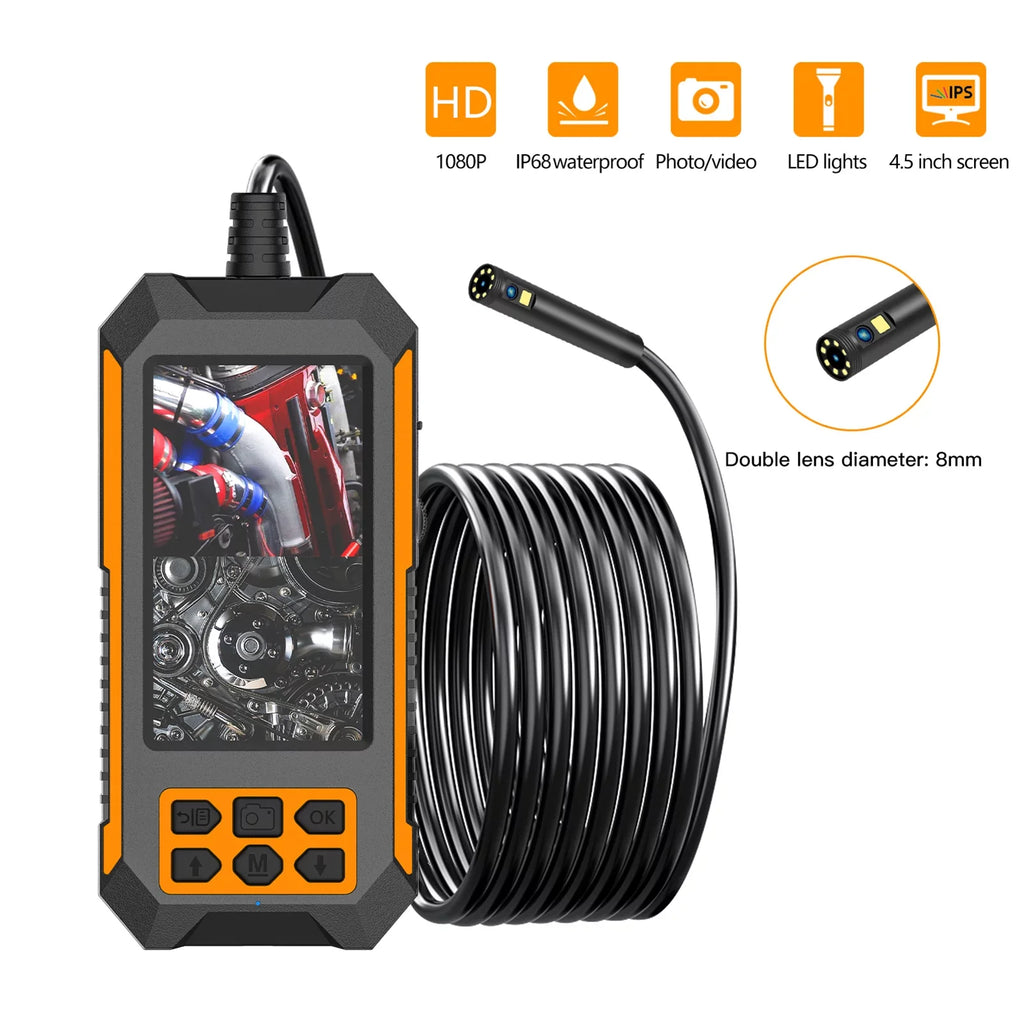Shinysix Industrial endoscope,1944P 8 LED Waterproof Camera Camera Camera Dual 1080P/2592 * 1944P IP68 Waterproof Camera Camera 4.5 Centimeter 4.5 Inch Display LED IP68 Waterproof Inch Display 5m