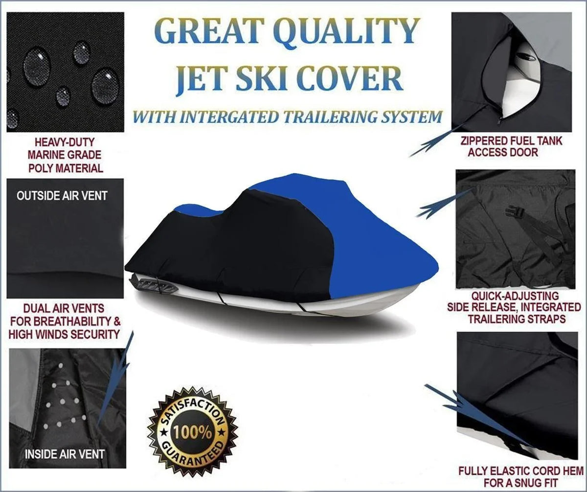 Onyx / BLUE HEAVY-DUTY, PWC 600D JET SKI Cover Compatible for Sea Doo Sea-Doo Bombardier GTI 1996