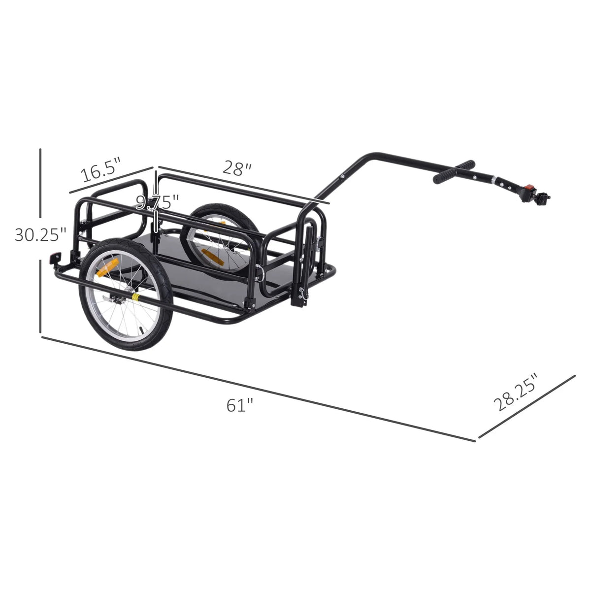 Aosom Folding Bike Cargo Trailer Cart with Seat Post Hitch- Dark up to 88 Lbs.