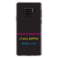 DistinctInk Clear Shockproof Hybrid Case for Samsung Galaxy Note 9 - TPU Bumper, Acrylic Back, Tempered Glass Screen Protector - Matthew 9:29 - Because of Your Faith, It Will Happen