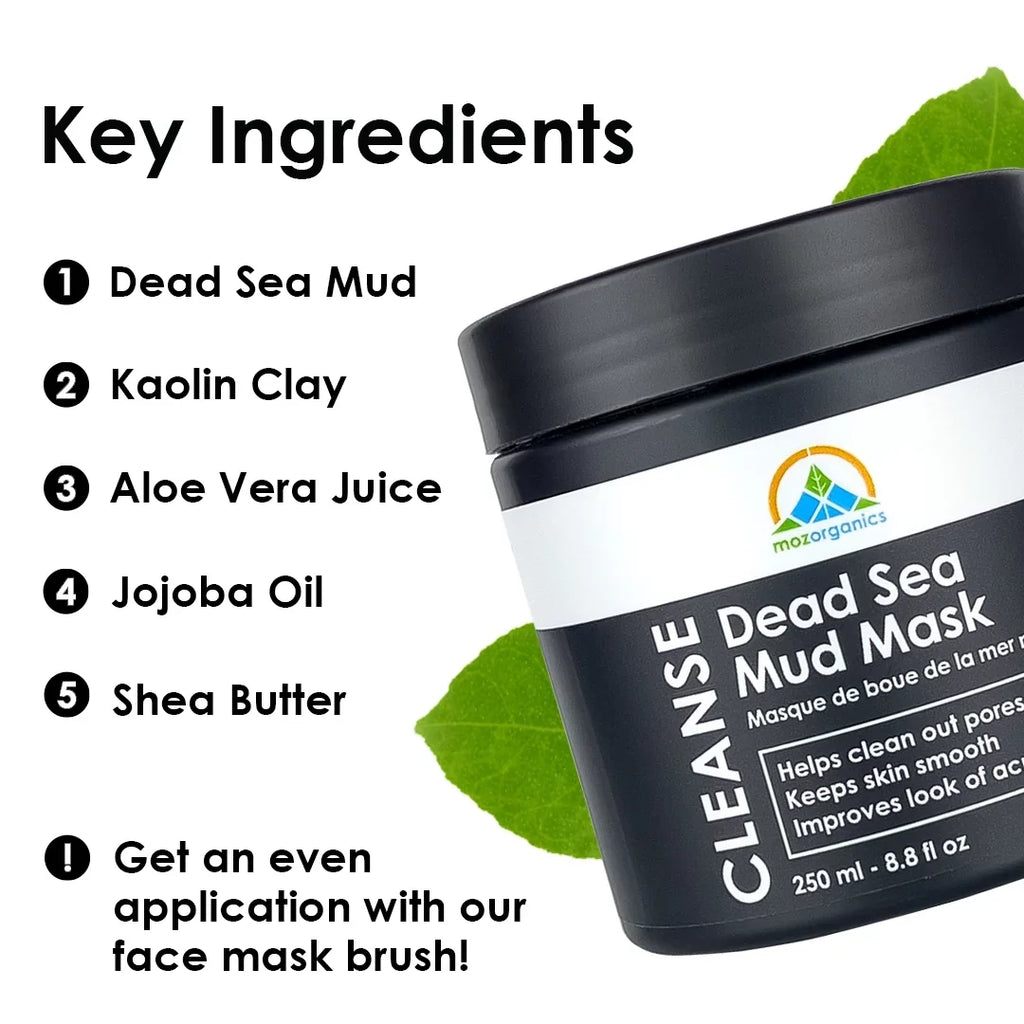 Dead Sea Mud Mask for Face and Body - Best Cleansing Clay for Charcoal and Clogged Pores (8.8oz.)